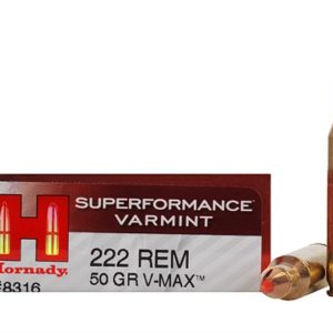 Hornady Ammunition Superformance Varmint 222 REM 50Grn V-MAX (20 Pack)